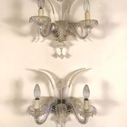 Paire d'appliques de Murano. Verre filets or Venise