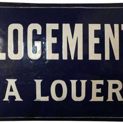 Ancienne plaque tôle émaillée bombée "logement à louer" 25 x 35 cm