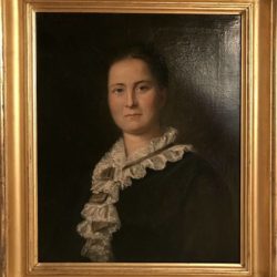 Portrait de femme. Huile sur toile encadrée signée Joliveau. XIXe