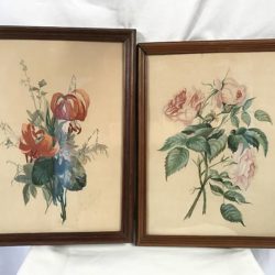Deux aquarelles "Fleurs" en pendant signées Jeanne Moreau 1879