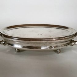 Chauffe-plat métal argenté, forme ovale