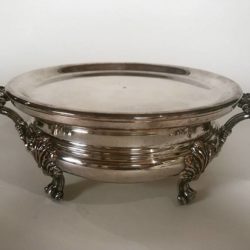 Chauffe-plat métal argenté, forme ronde