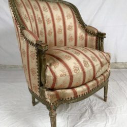 Bergère de style Directoire bois laqué vert. XIXe