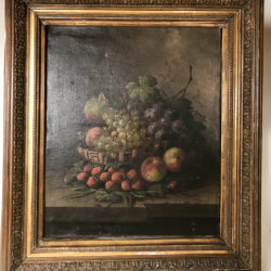 Grande huile sur toile, nature morte aux fruits vers 1880  Signée Sureau