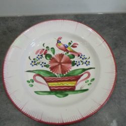 Assiette les Islettes  panier  de fleurs-oiseau perché