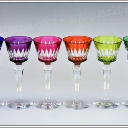 Série de 6 verres à vin du Rhin (ou Roemer) en cristal de Baccarat modèle Piccadilly