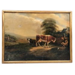 huile sur toile XIXe vaches